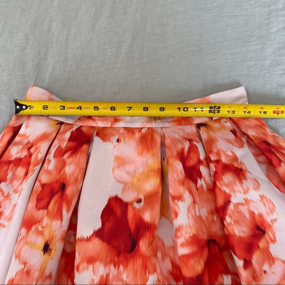 Bardot Orange Floral and White Skirt with pockets Medium Size 8 - Picture 6 of 8